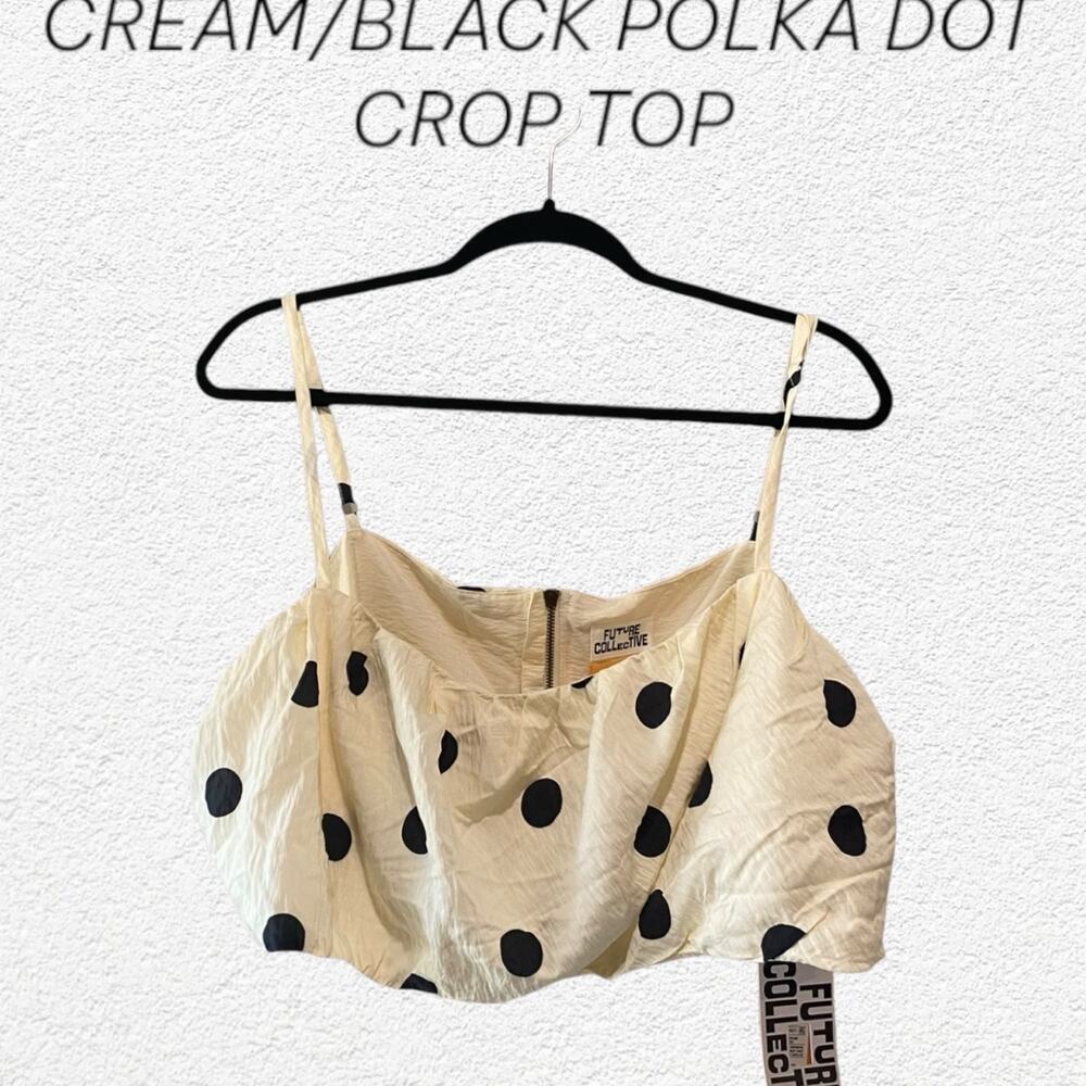 Future Collective Cream/Black Polka Dot Crop Top Size 2X Jenny K Lopez